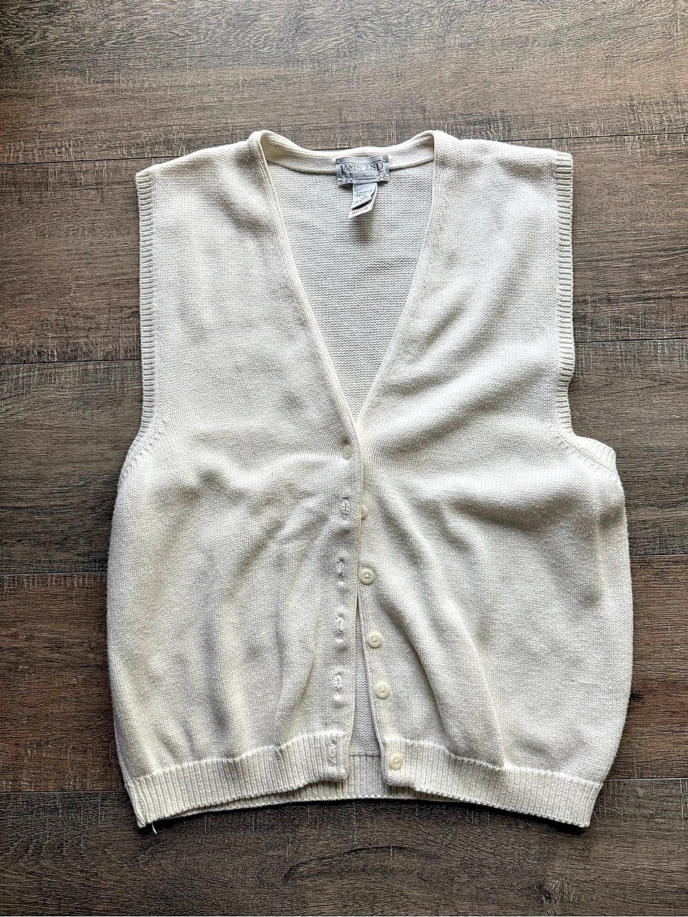 Vintage Lands' End Drifter Sweater Vest Cream Small Like New